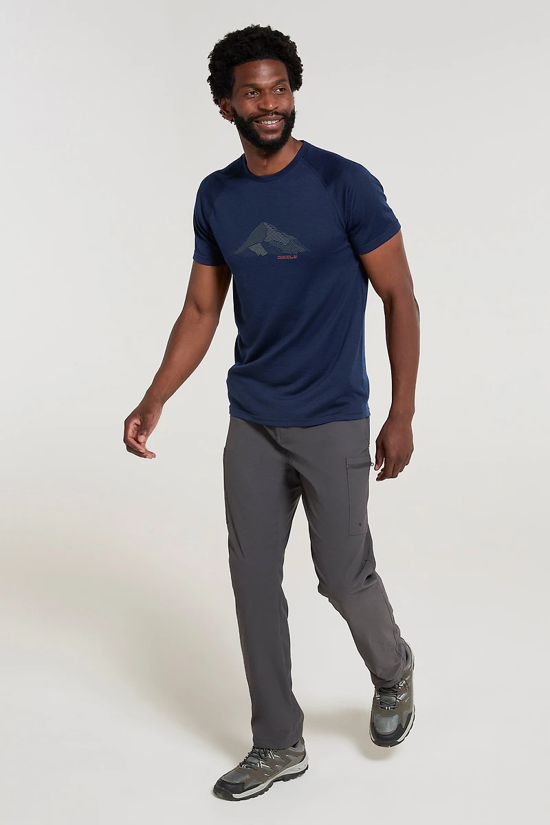Quest Mens Printed Merino Thermal T-Shirt