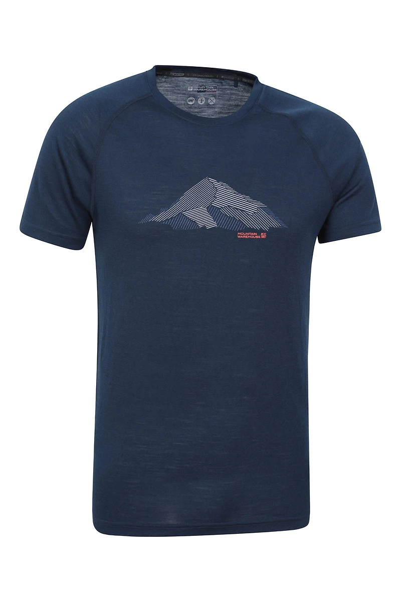 Quest Mens Printed Merino Thermal T-Shirt