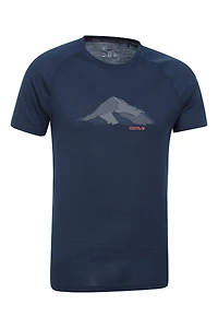 Quest Mens Printed Merino Thermal T-Shirt