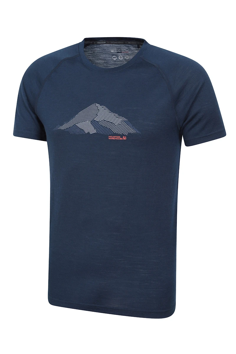 Quest Mens Printed Merino Thermal T-Shirt