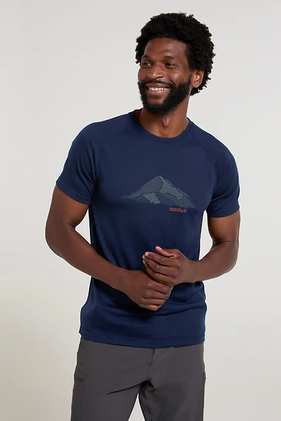 Quest Mens Printed Merino Thermal T-Shirt