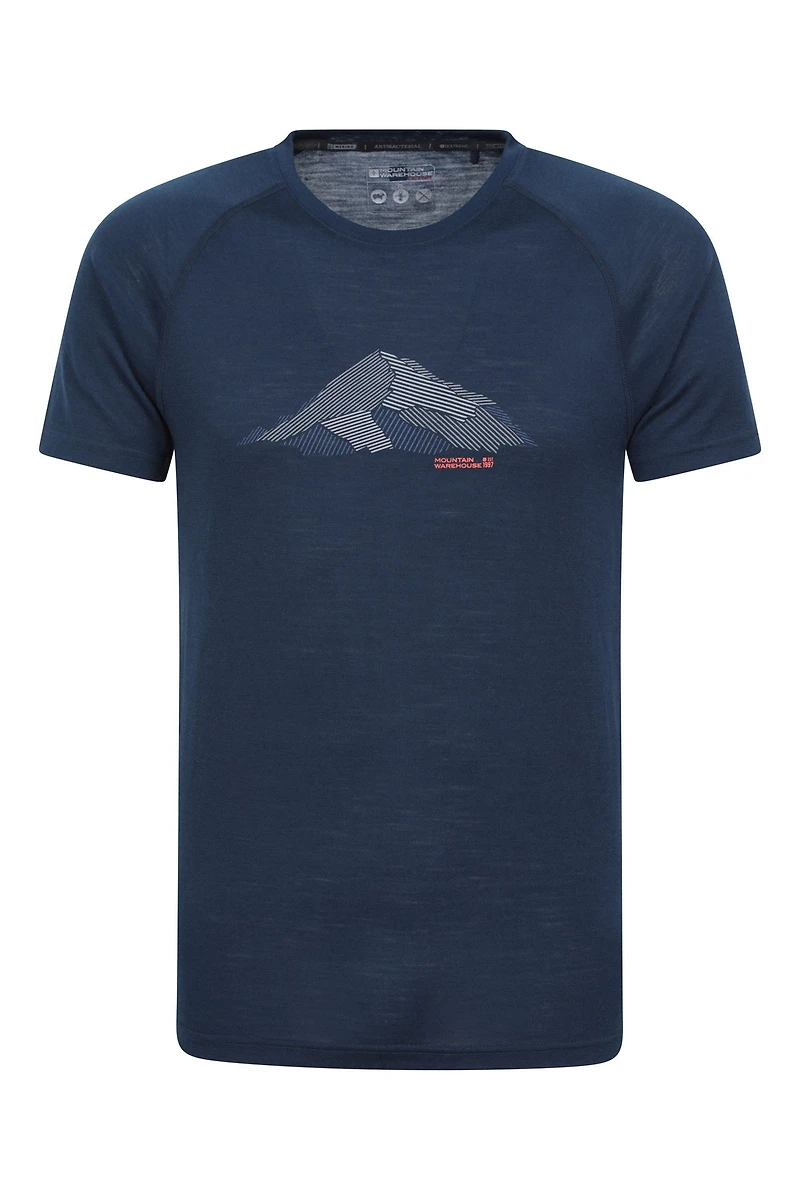 Quest Mens Printed Merino Thermal T-Shirt