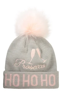 Prosecco Womens Christmas Pom-Pom Beanie