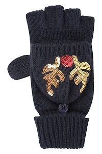 Womens Reindeer Sequin Mittens