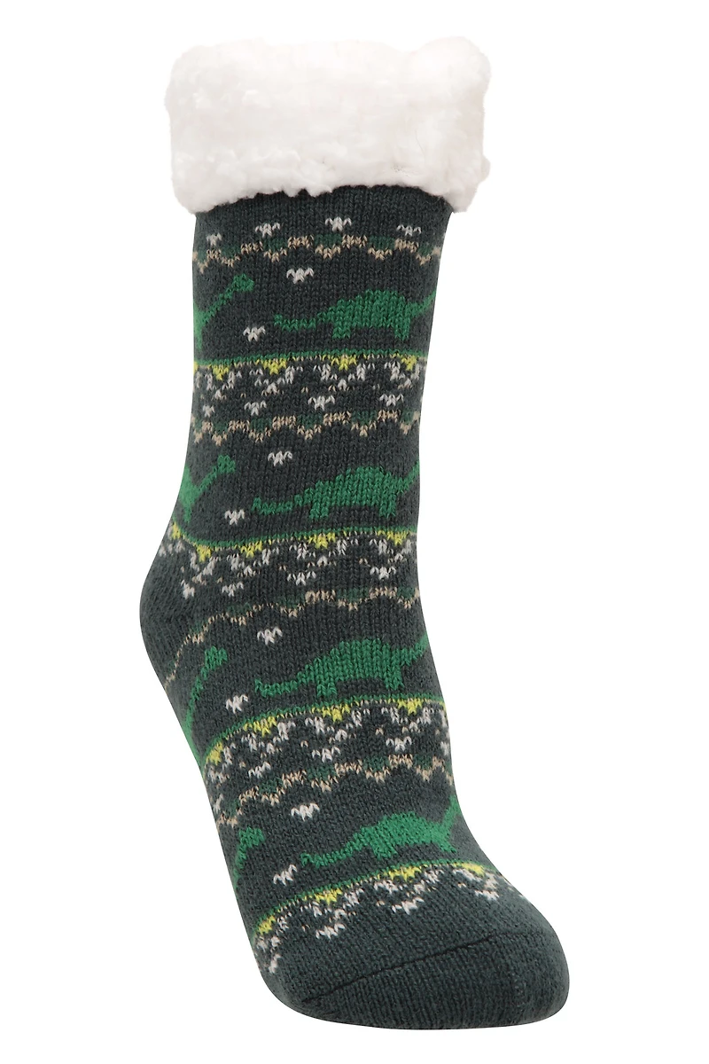 Kids Dino Slipper Socks