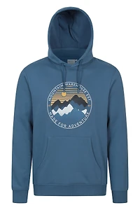 Circular Sunset Mountain Mens Graphic Hoodie