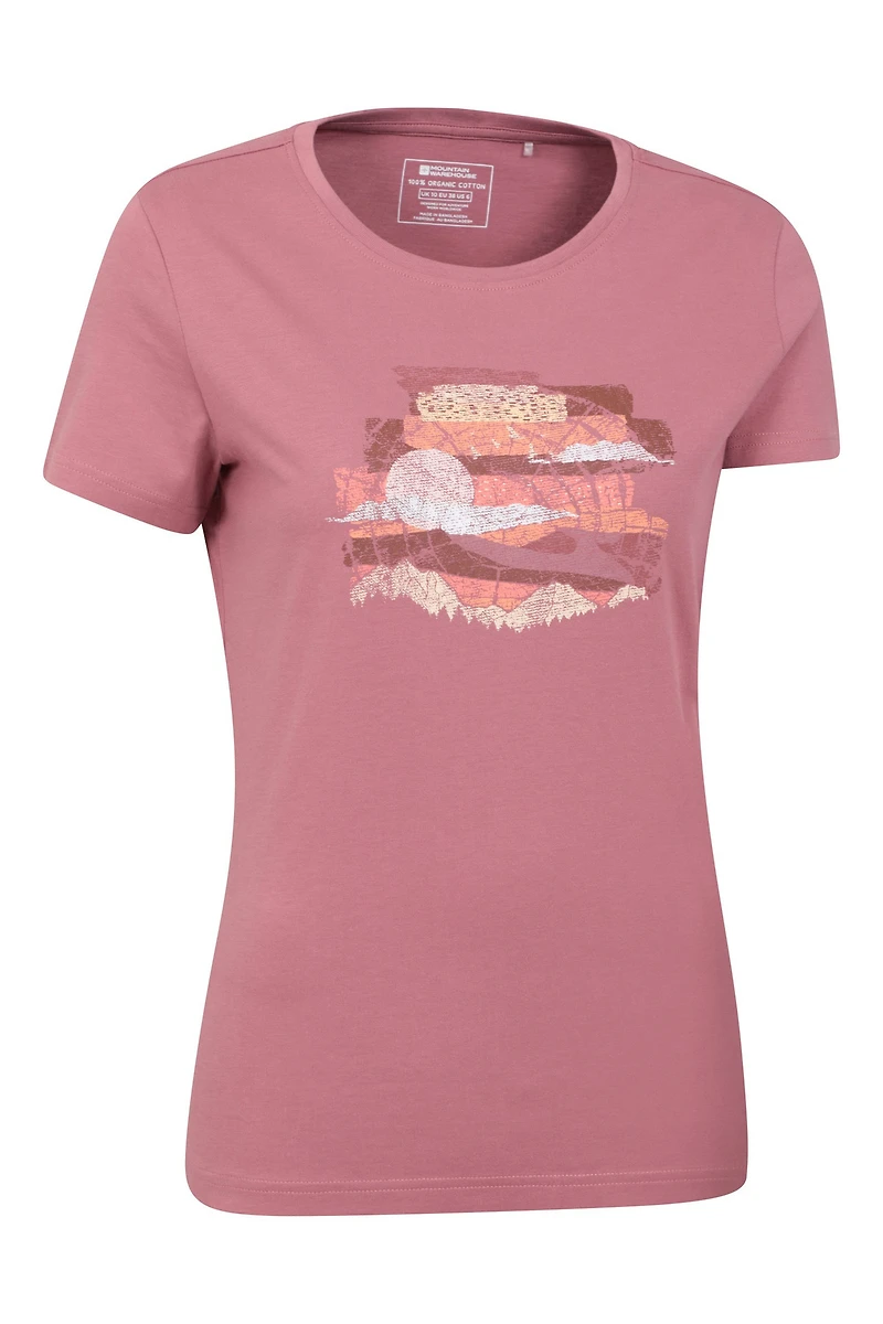 Printed Womens Landscape Tree Ring T-Shirt