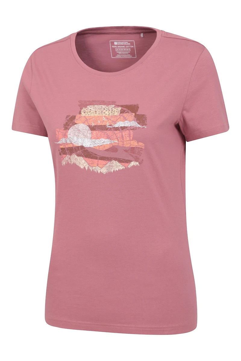 Printed Womens Landscape Tree Ring T-Shirt