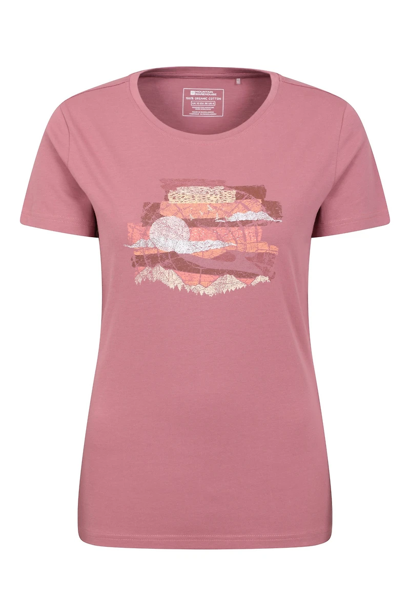 Printed Womens Landscape Tree Ring T-Shirt