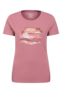 Printed Womens Landscape Tree Ring T-Shirt