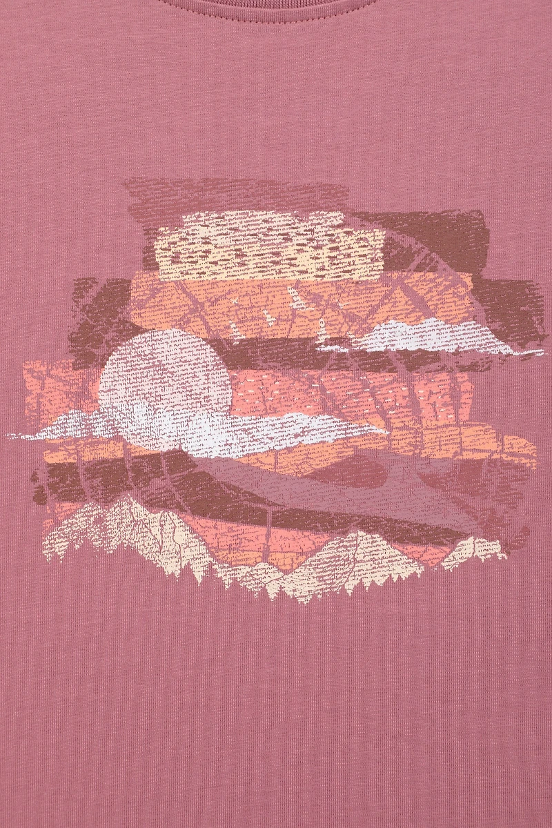 Printed Womens Landscape Tree Ring T-Shirt