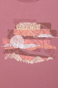Printed Womens Landscape Tree Ring T-Shirt