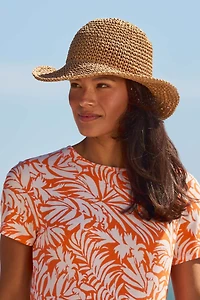 Packable Womens Straw Bucket Hat