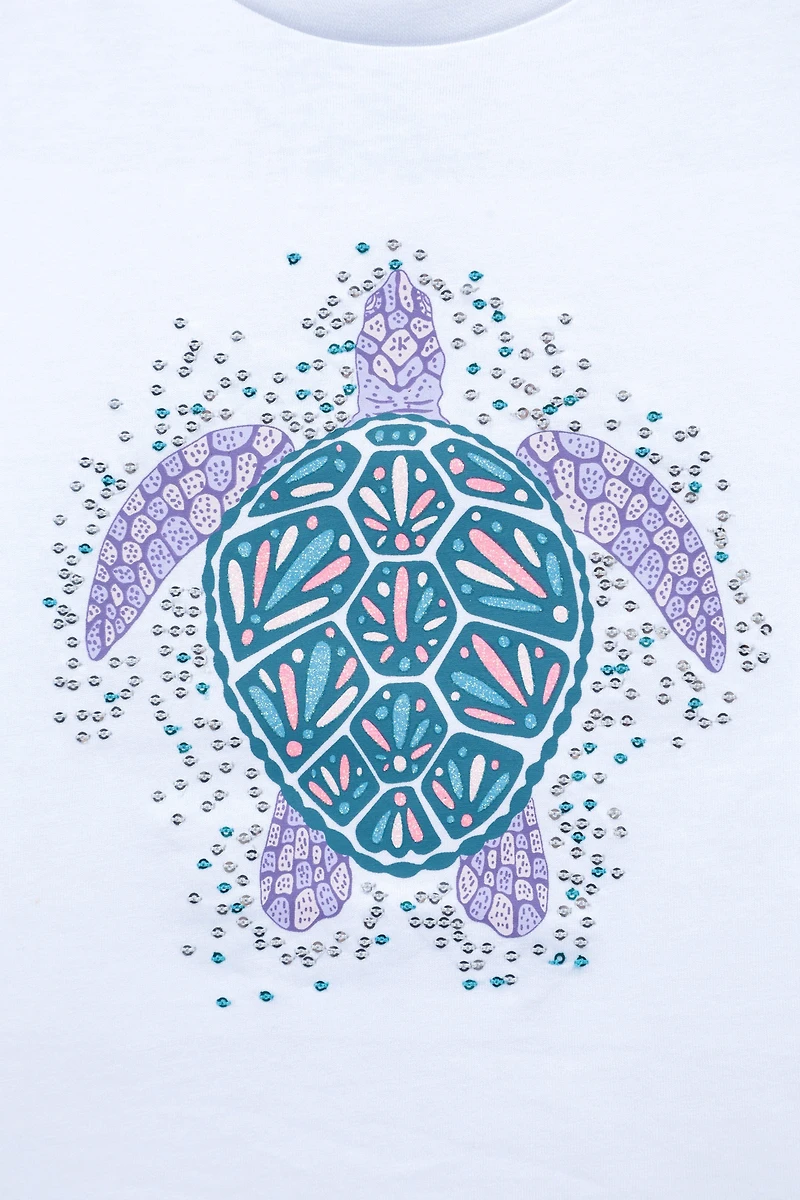 Glitter Turtle Kids Tee