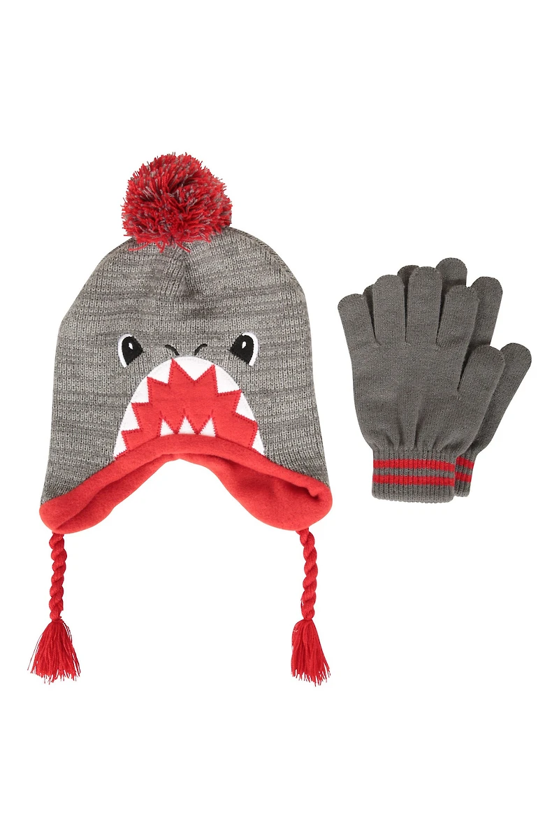 Shark Kids Trapper Hat & Gloves Set