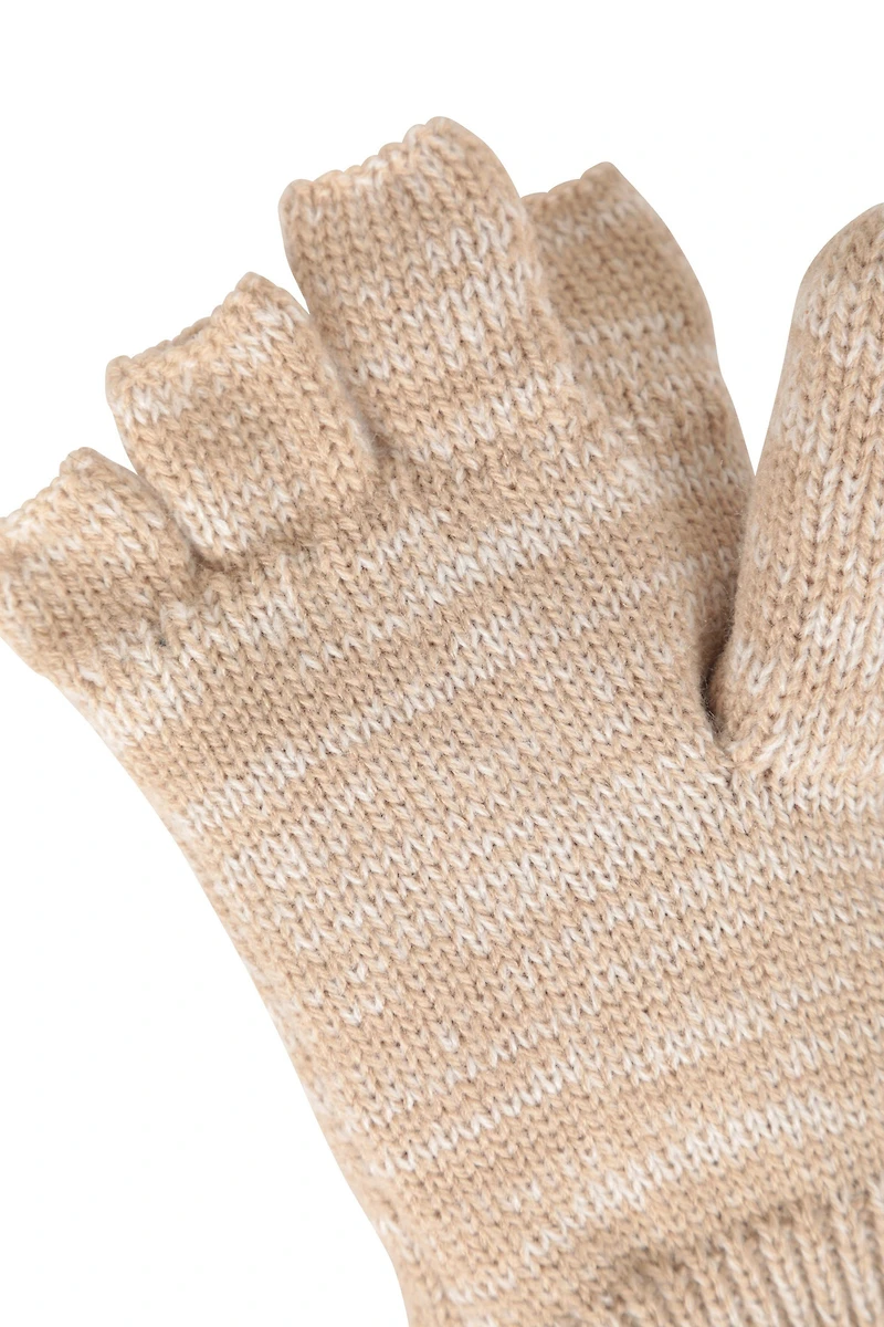 Plush Fur Lined Womens Fingerless Mittens