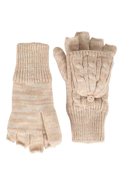 Plush Fur Lined Womens Fingerless Mittens