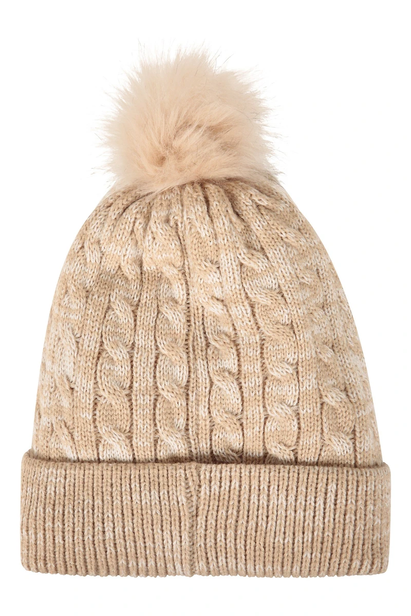 Plush Fur Lined Womens Pom Beanie