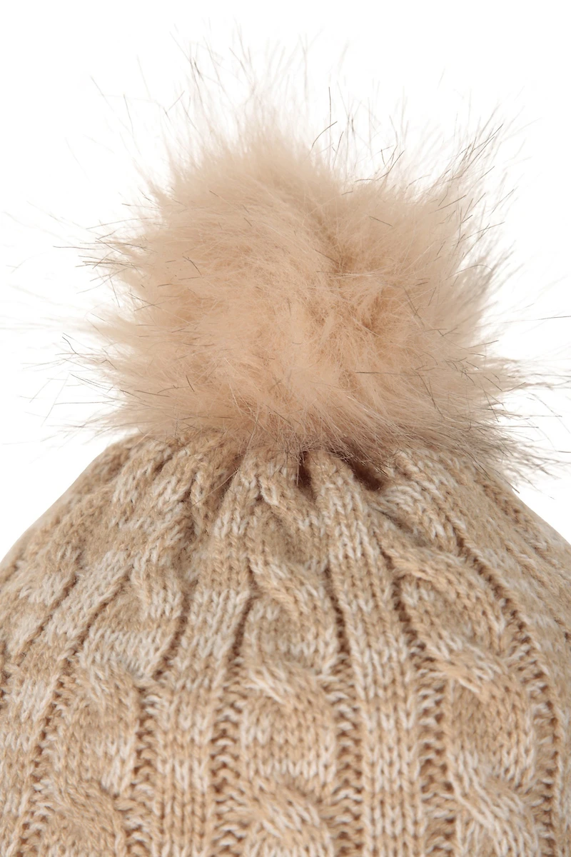 Plush Fur Lined Womens Pom Beanie