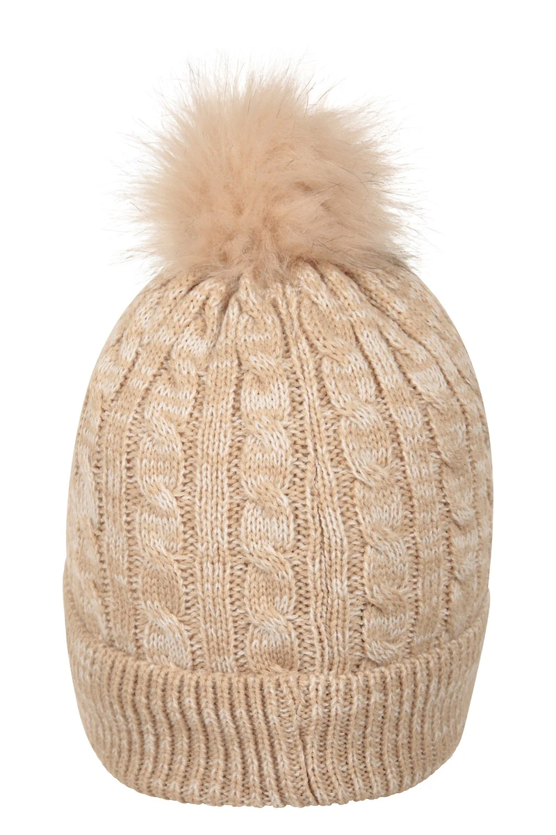 Plush Fur Lined Womens Pom Beanie