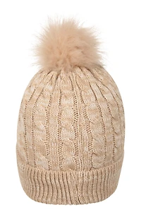 Plush Fur Lined Womens Pom Beanie