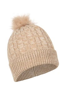 Plush Fur Lined Womens Pom Beanie