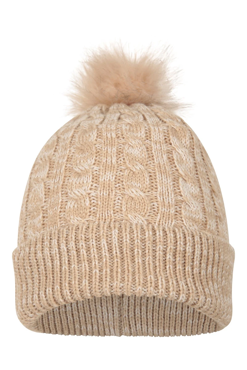 Plush Fur Lined Womens Pom Beanie