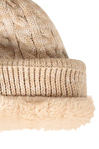 Plush Fur Lined Womens Pom Beanie