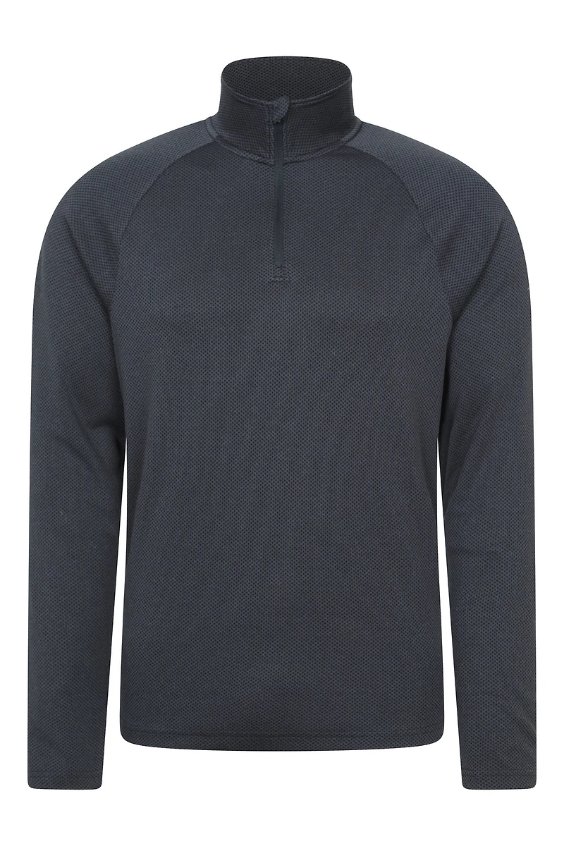 Top Spin Mens Textured Half-Zip Midlayer