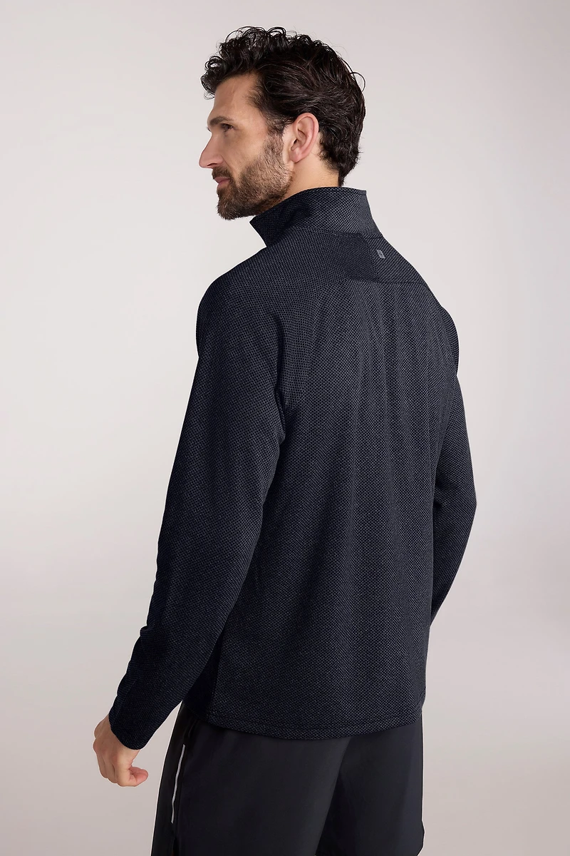 Top Spin Mens Textured Half-Zip Midlayer