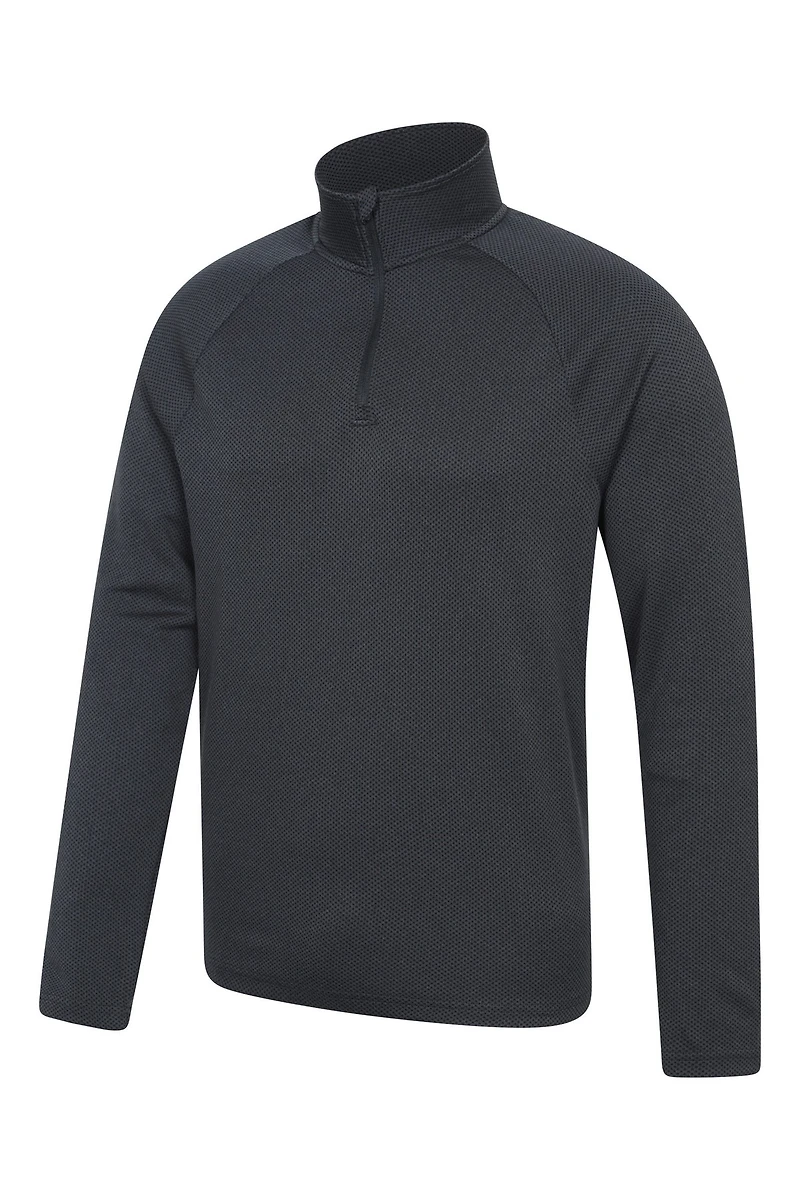 Top Spin Mens Textured Half-Zip Midlayer