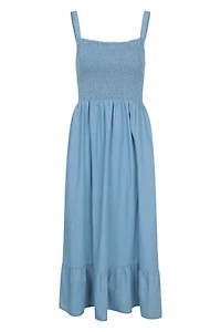 Marbella Womens Strappy Shirred Dress