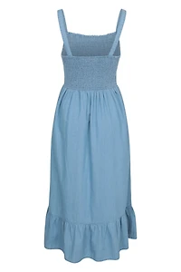 Marbella Womens Strappy Shirred Dress