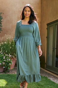 Cadiz Womens Full Sleeve Shirred Dress