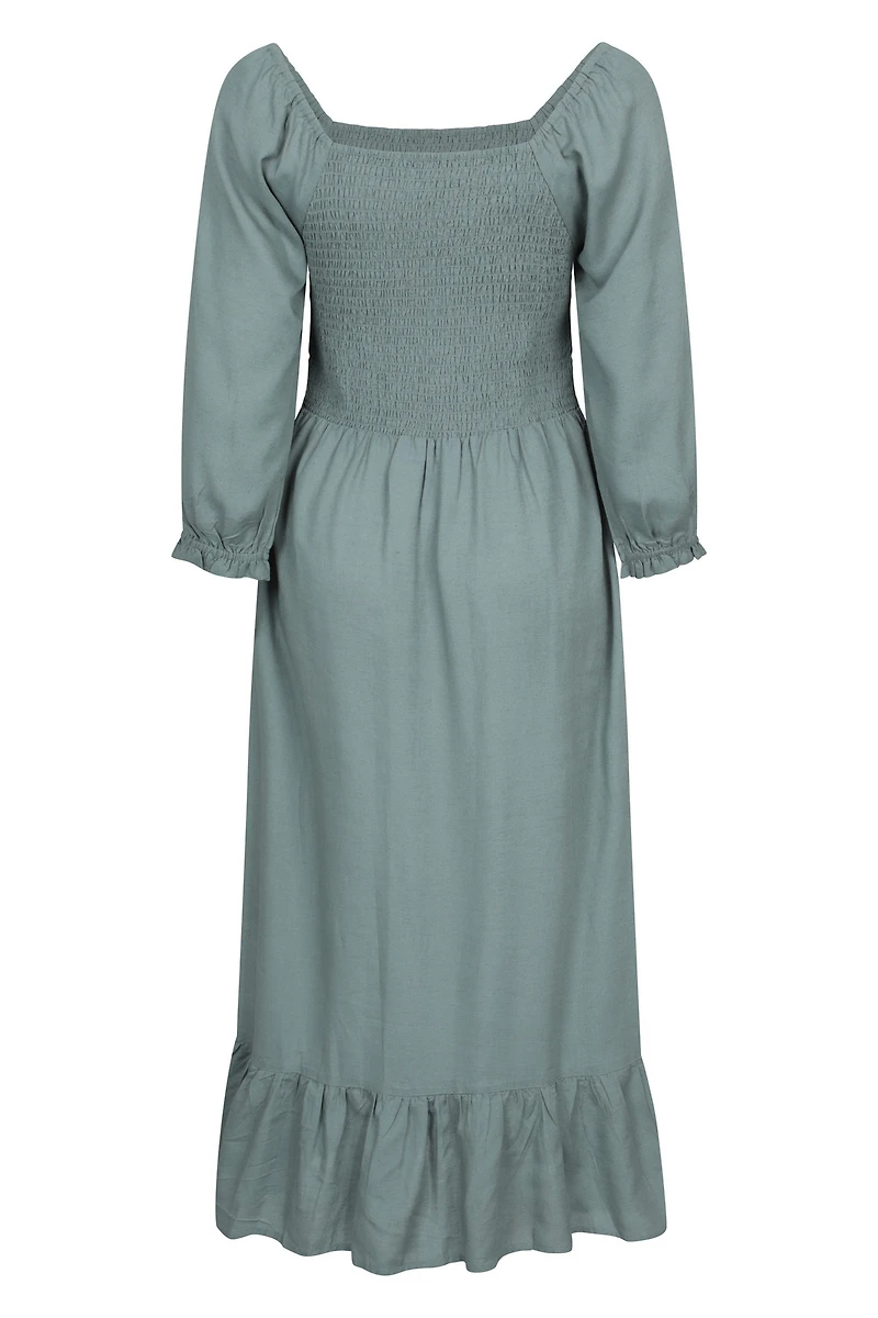 Cadiz Womens Full Sleeve Shirred Dress