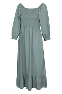 Cadiz Womens Full Sleeve Shirred Dress