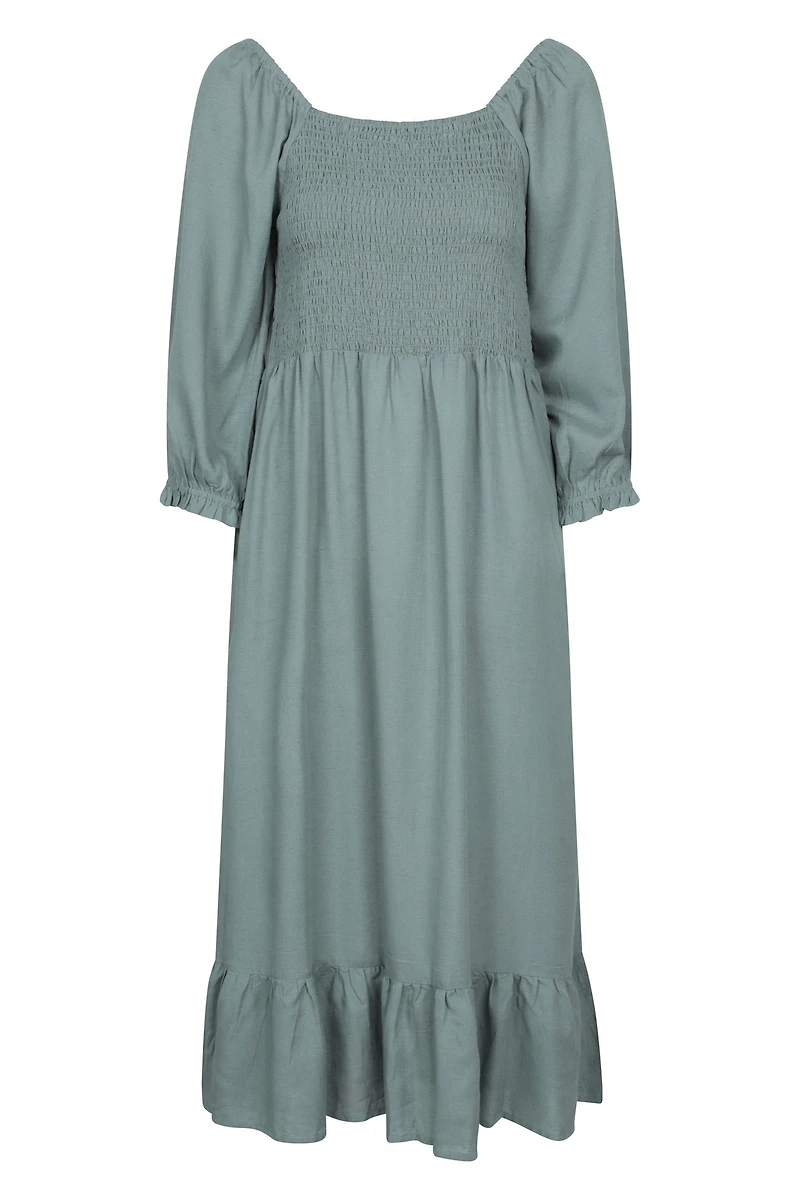 Cadiz Womens Full Sleeve Shirred Dress
