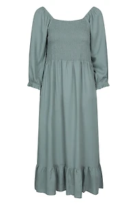 Cadiz Womens Full Sleeve Shirred Dress