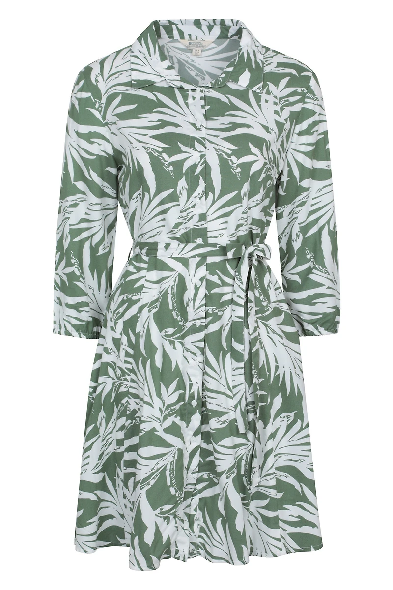 Porto Womens Woven Button-Through Shirt Dress