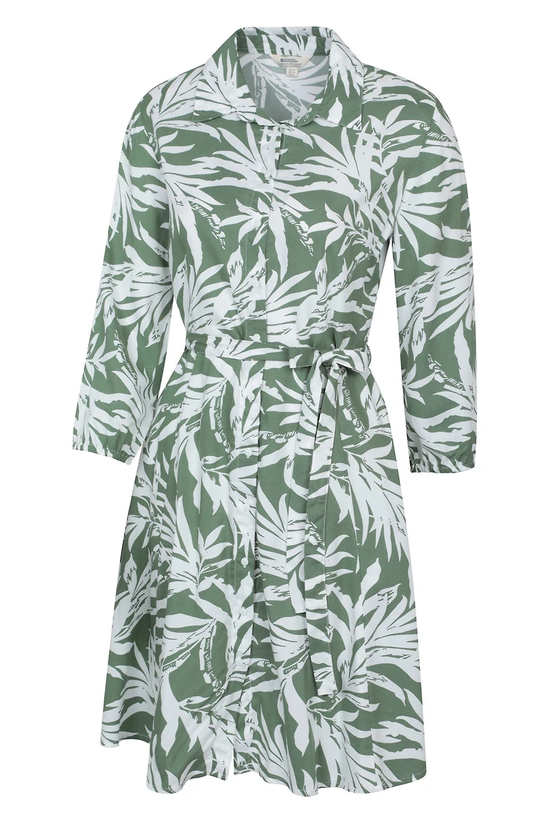 Porto Womens Woven Button-Through Shirt Dress