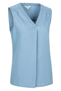 Tuscany Womens Chambray Sleeveless Shirt