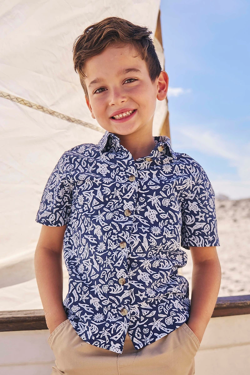 Printed Kids Woven Short Sleeve Shirt