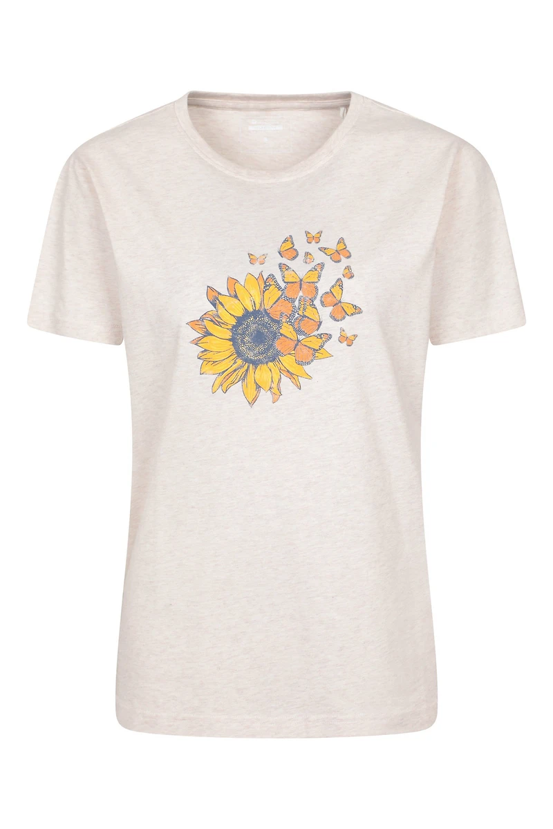 Printed Womens Sunflower Relaxed Fit T-Shirt