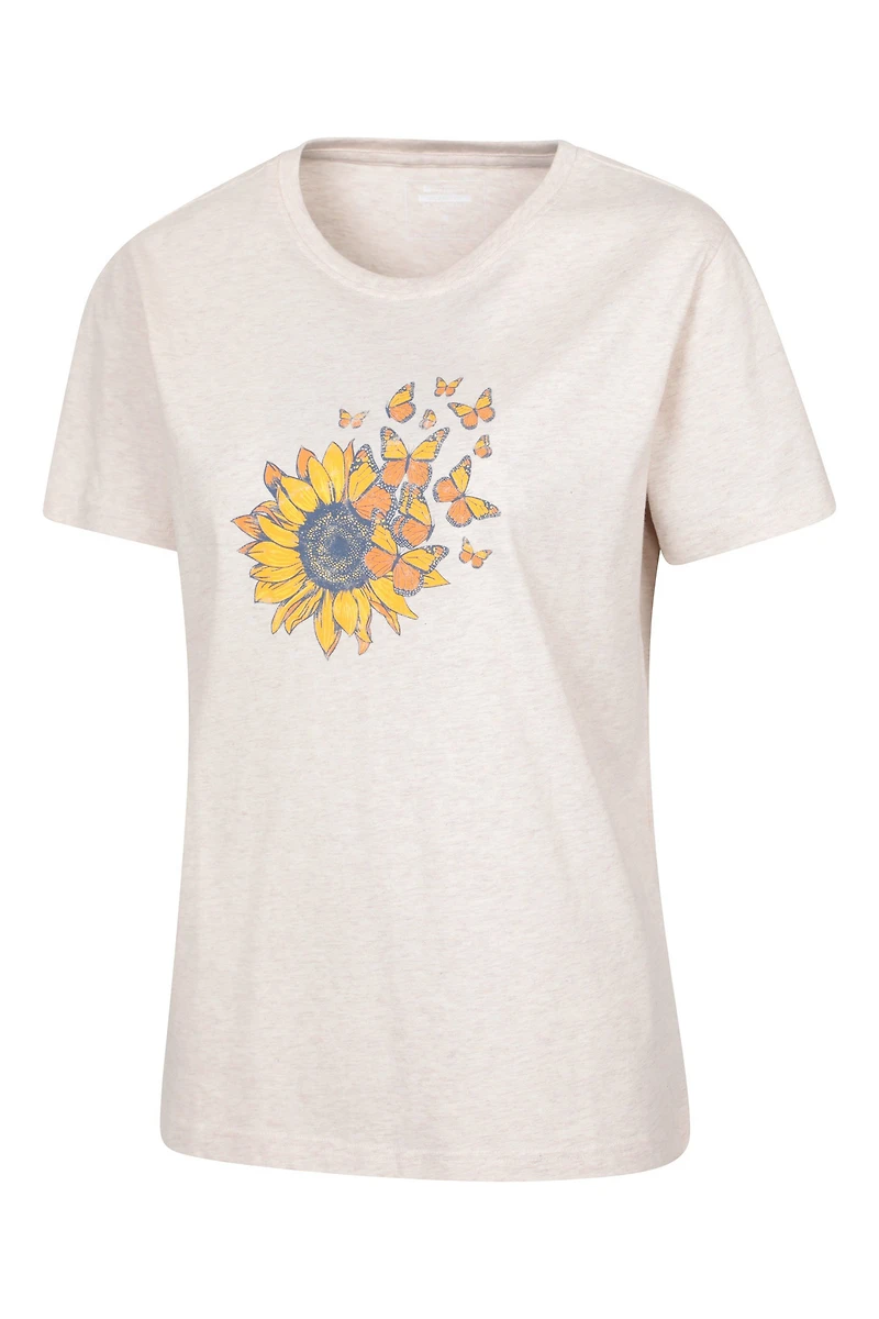 Printed Womens Sunflower Relaxed Fit T-Shirt