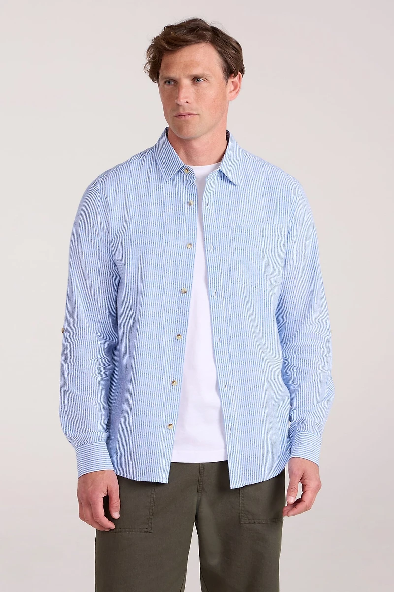 Lowe Mens Cotton Linen Stripe Shirt