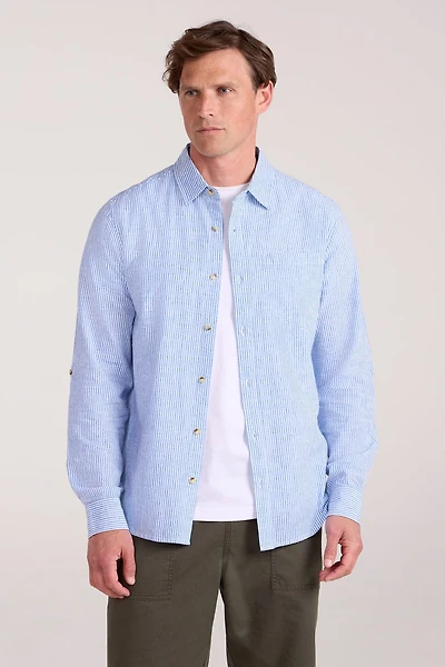 Lowe Mens Cotton Linen Stripe Shirt