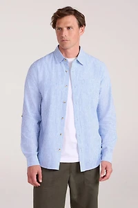 Lowe Mens Cotton Linen Stripe Shirt