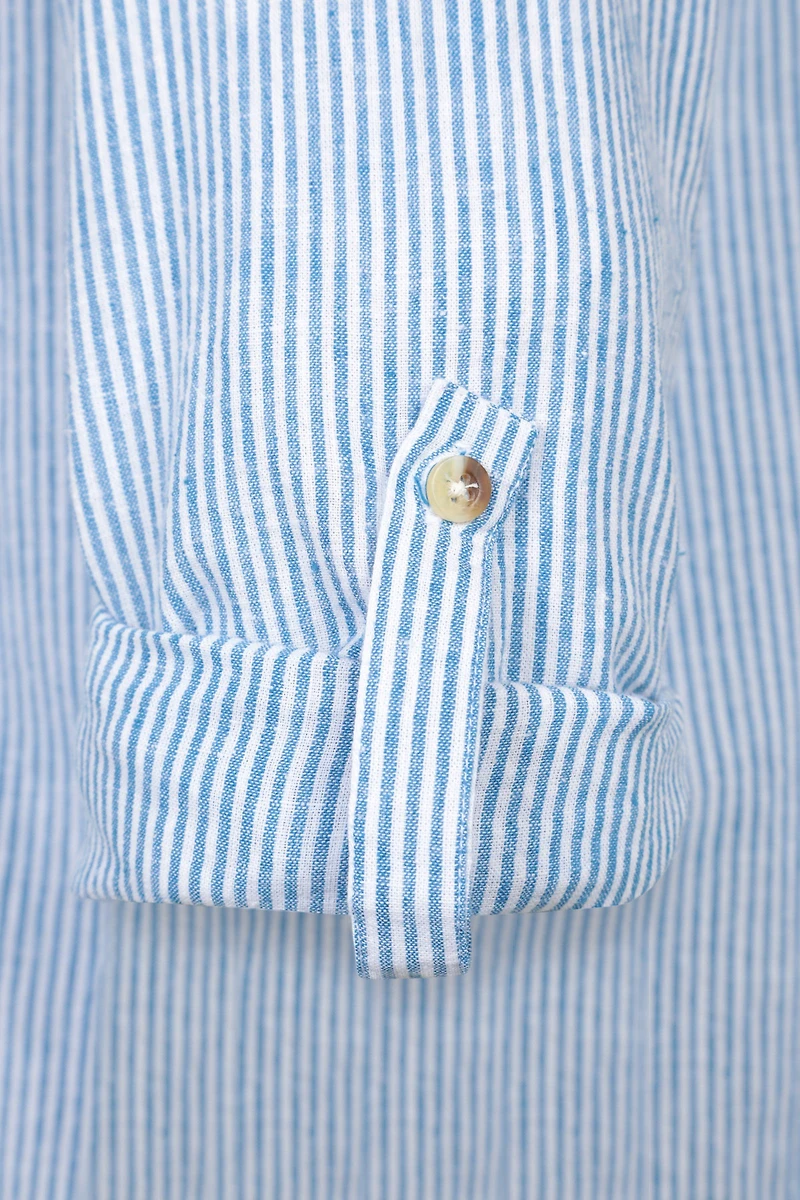 Lowe Mens Cotton Linen Stripe Shirt