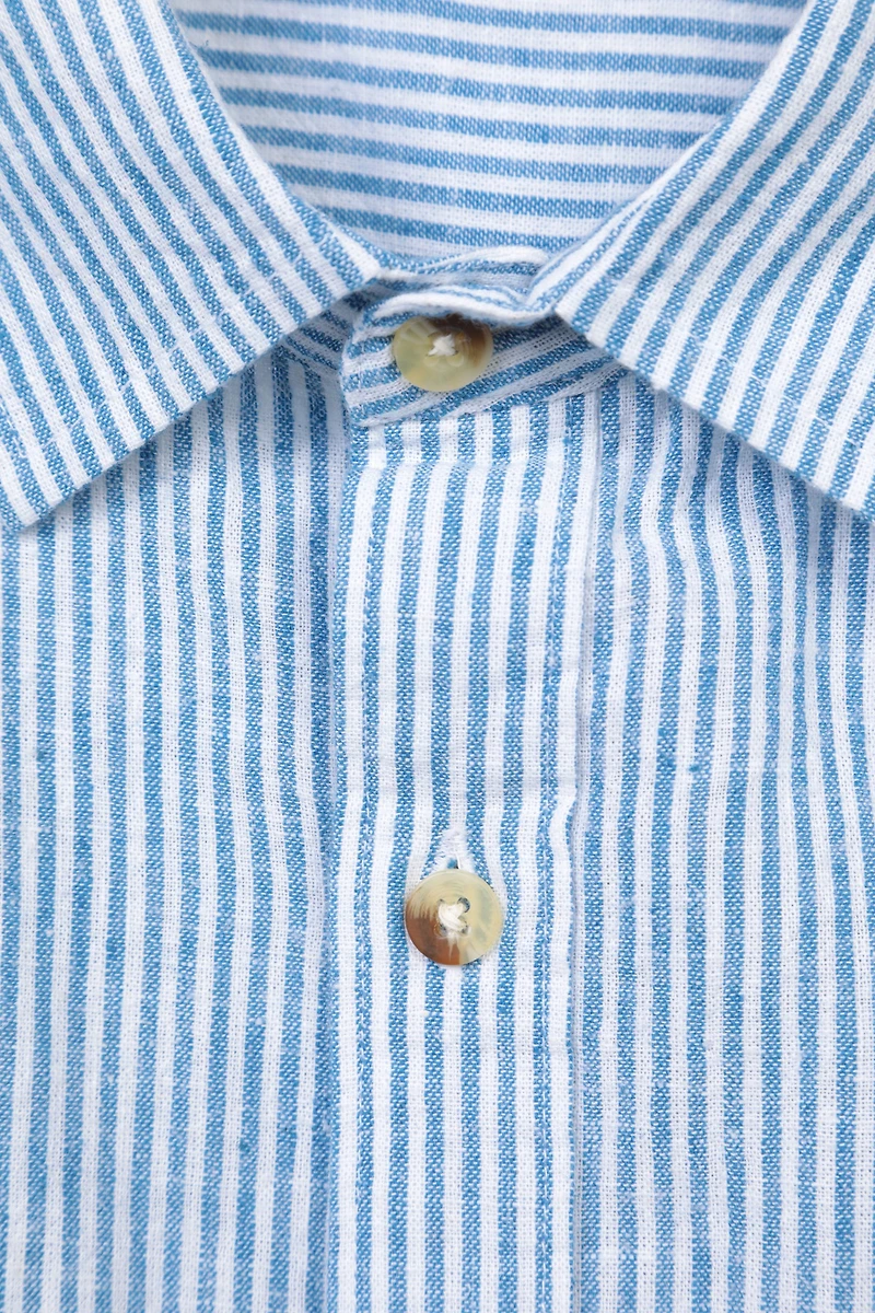 Lowe Mens Cotton Linen Stripe Shirt
