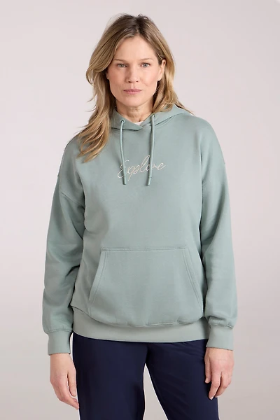 Printed Explore Womens Relaxed Fit Hoodie